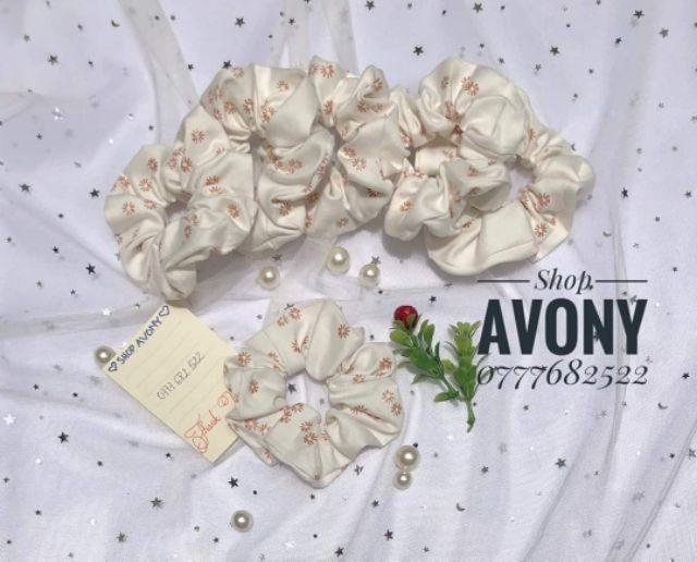 Cột tóc vải Scrunchies họa tiết đơn giản