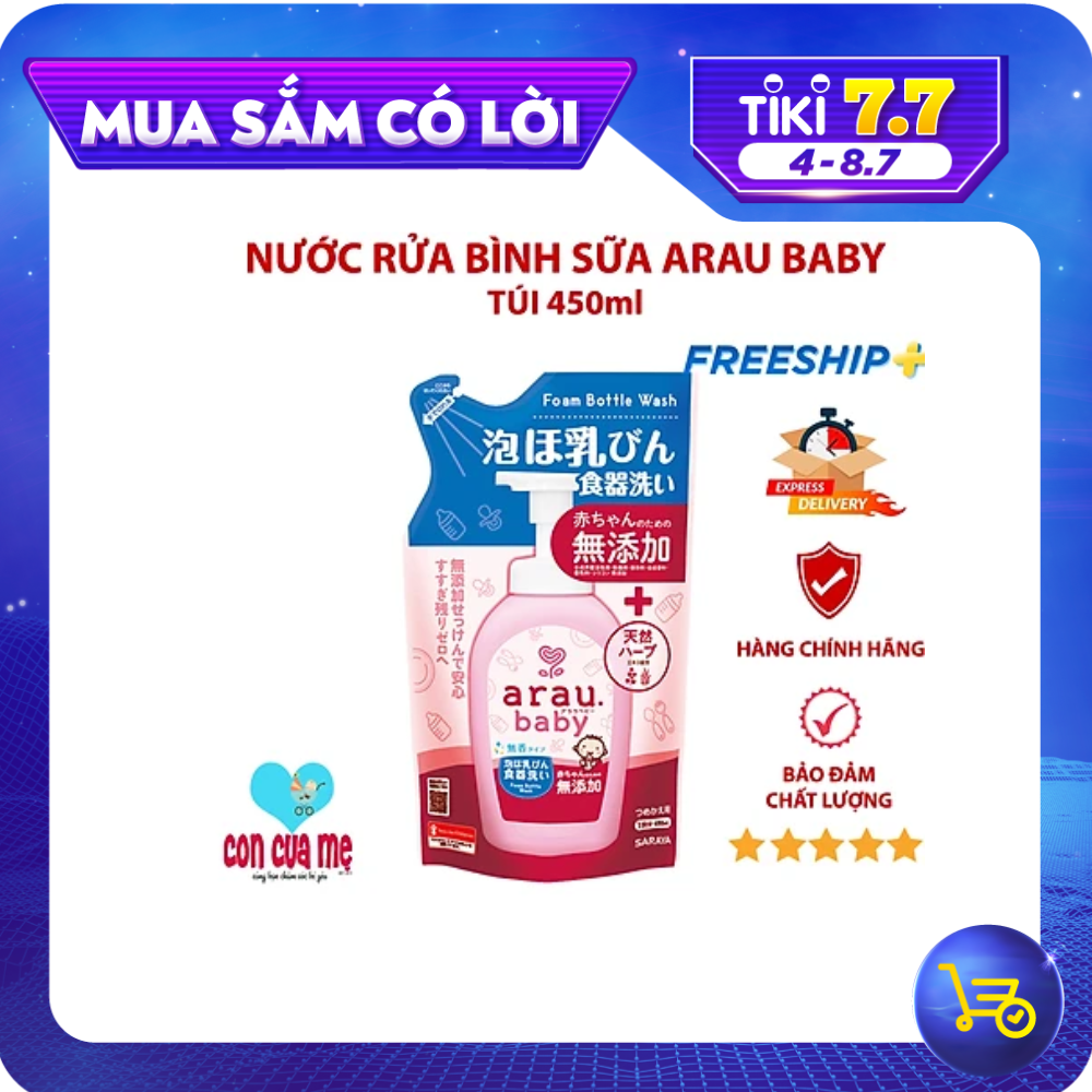 Nước Rửa Bình Thảo Mộc Arau Baby Dạng Túi (450ml)