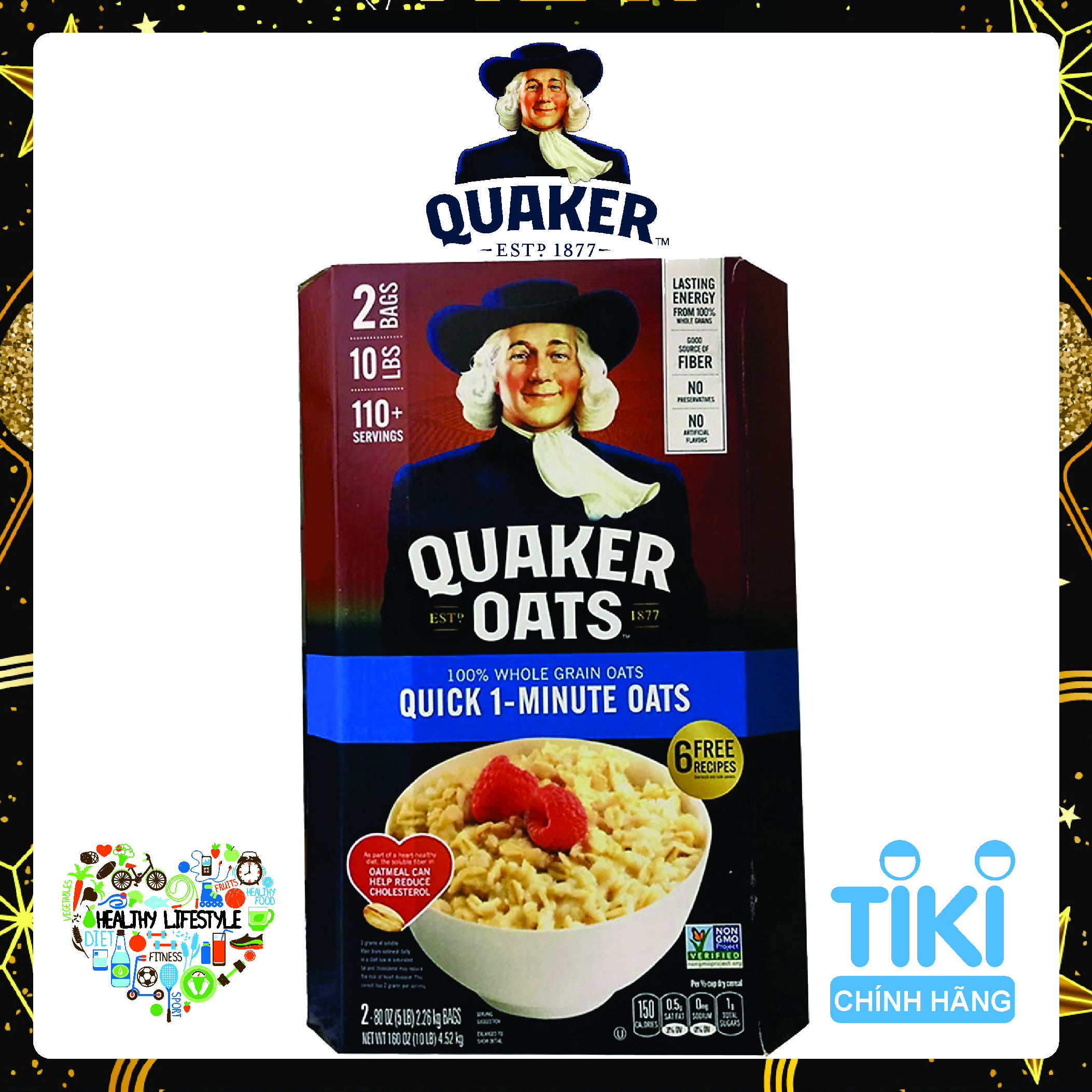 Yến Mạch Quaker Oats 1 Minute dạng hạt cán vỡ 4.52kg