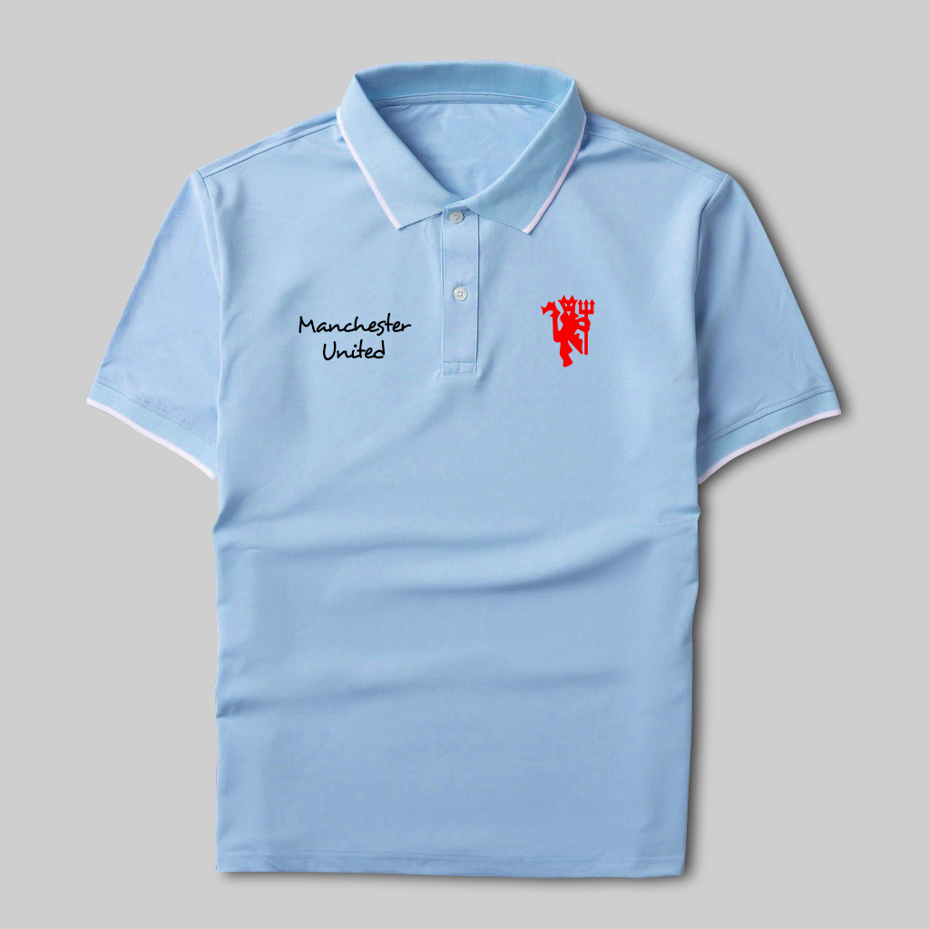 Áo polo Manchester United in logo quỷ đỏ vải poly cá sấu thoáng mát - Áo thun có cổ logo MU, áo di chuyển Gokis shop