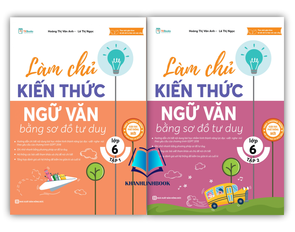 Sách - Combo Làm chủ kiến thức Ngữ Văn bằng sơ đồ tư duy lớp 6 - Tập 1 + 2