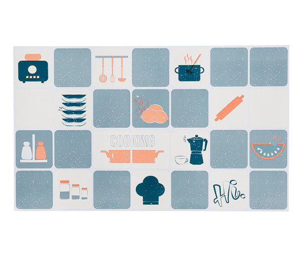 Decal dán bếp tráng nhôm cách nhiệt - Họa tiết gia dụng nhà bếp Xanh nhạt
