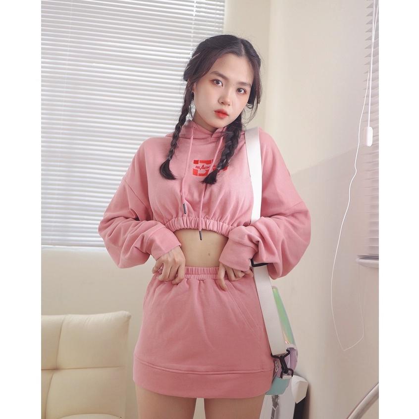 Áo CROPTOP HOODIE nữ Nỉ, nhiều màu BLACKMIACK