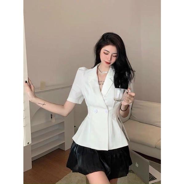Sét áo vét + chân váy xếp ly Elana Boutique