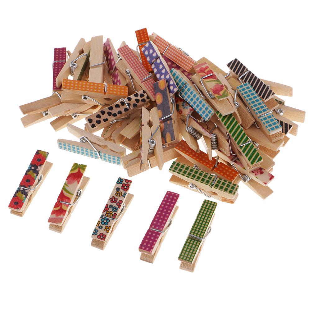 50X Nhà/Văn Phòng Màn Hình Hoa Văn Clothespins Ảnh Gỗ Giấy PEG DIY Quà Giáng Trang Trí Lễ Cưới Kẹp