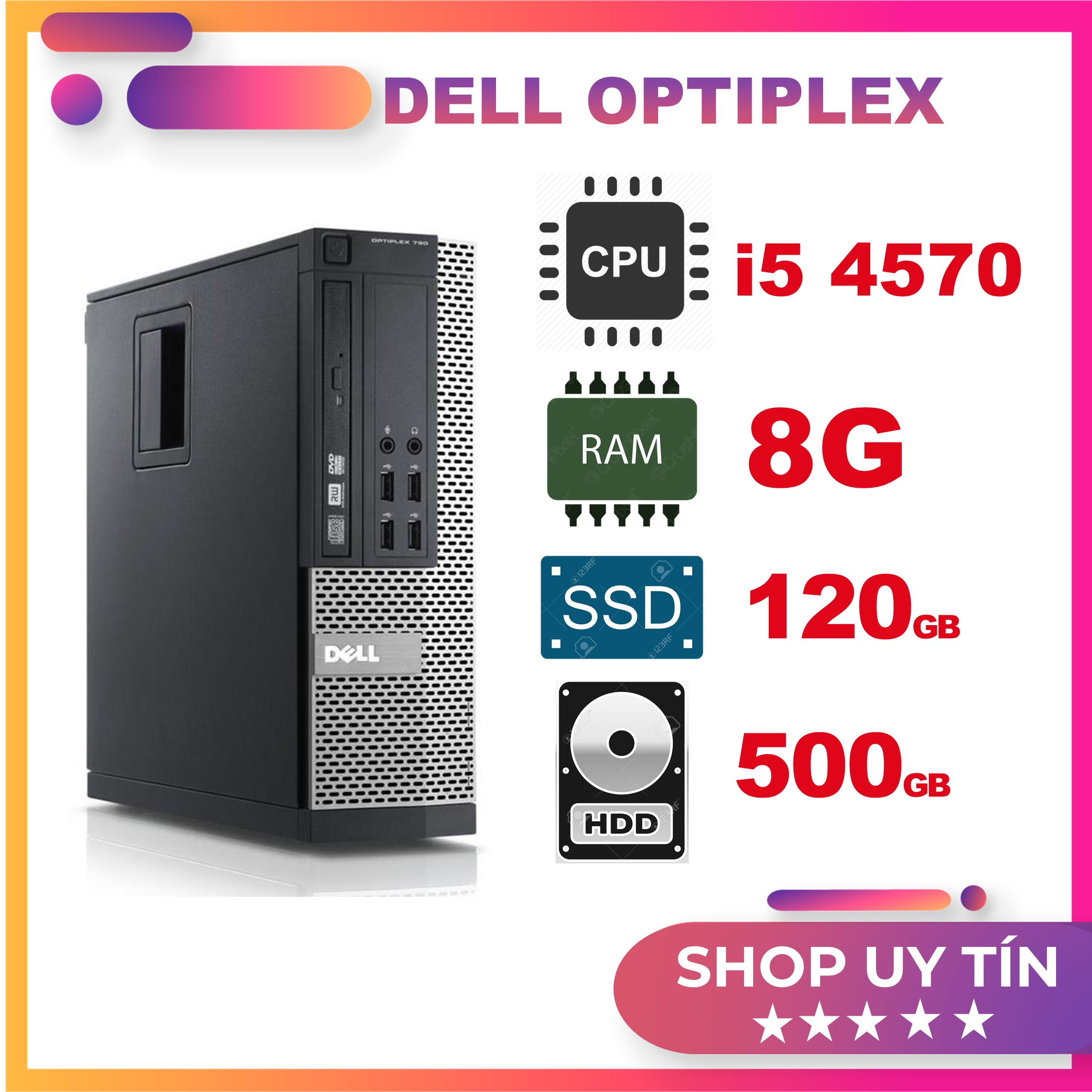 Máy Tính Dell Optiplex 990, Cấu hình ( Core i3-2100 / ram 4GB / 128GB )  - Hàng chính hãng
