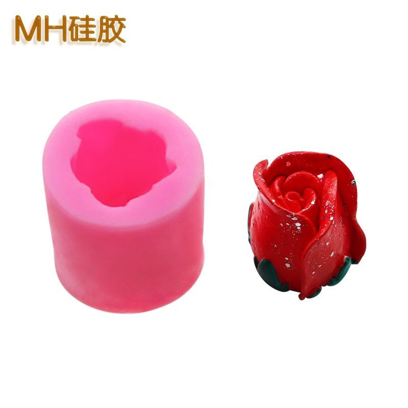 Khuôn Silicon Búp Hồng Nụ Hồng Cao 5,5cm