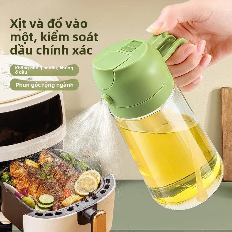 Bình Đựng Dầu Với Nắp Mở Tự Động Bình xịt dầu ăn 600ml siêu tiện ích 2in1 (có thể rót và xịt). hàng chính hãng - Giao Màu Ngẫu Nhiên - HŨ LỌ ĐỰNG GIA VỊ