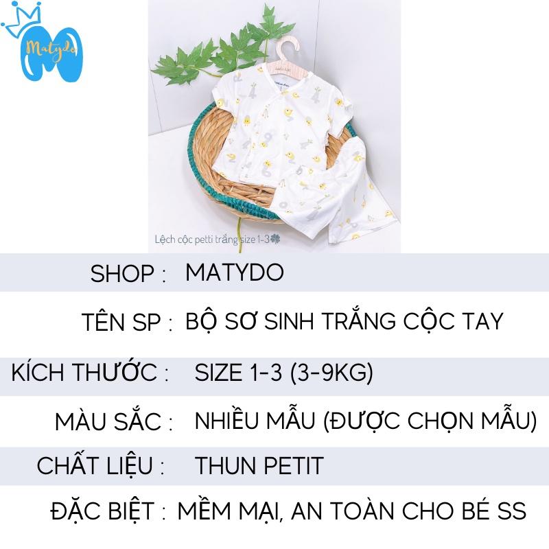 Quần áo sơ sinh ngắn tay cho bé trai bé gái mùa hè giá rẻ đồ sơ sinh cho bé Leekid trắng cộc cúc chéo