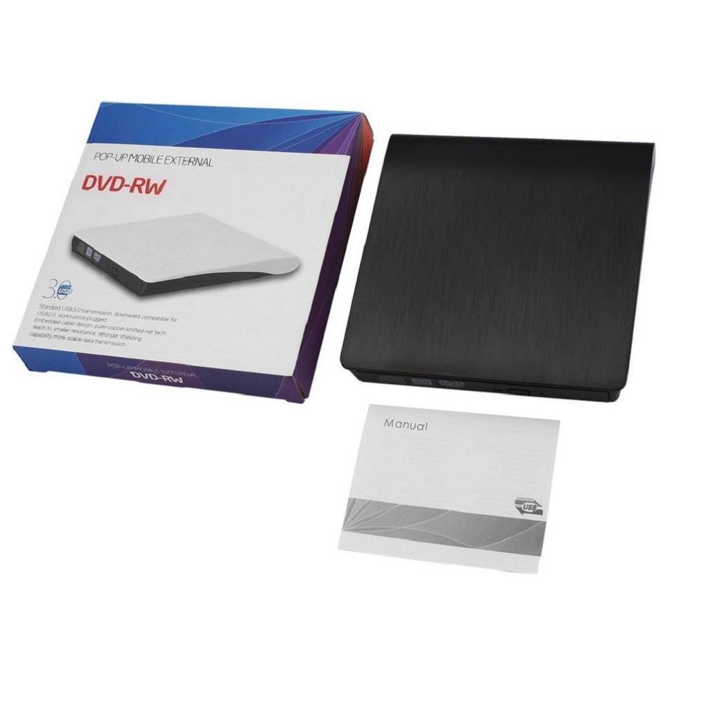 Slim External Drive RW USB 3.0 Writer Drive Burner Player PC Laptop Black