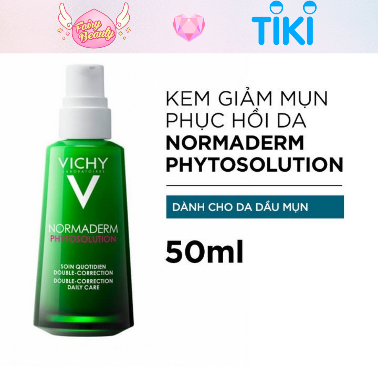 [VICHY] Gel Dưỡng Ẩm Dạng Sữa Chứa BHA Cho Da Dầu Mụn Normaderm Phytosolution Double-Correction Daily Care 50/3ml