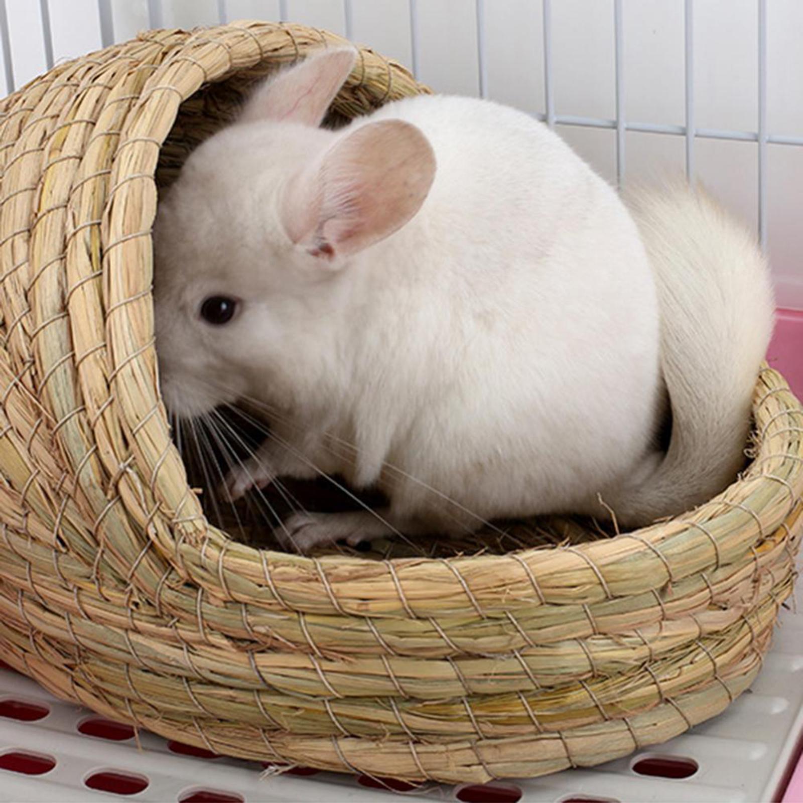 Hand-Woven Straw Hamster Nest Cave Kitten Rabbit  Bed Cage Nest