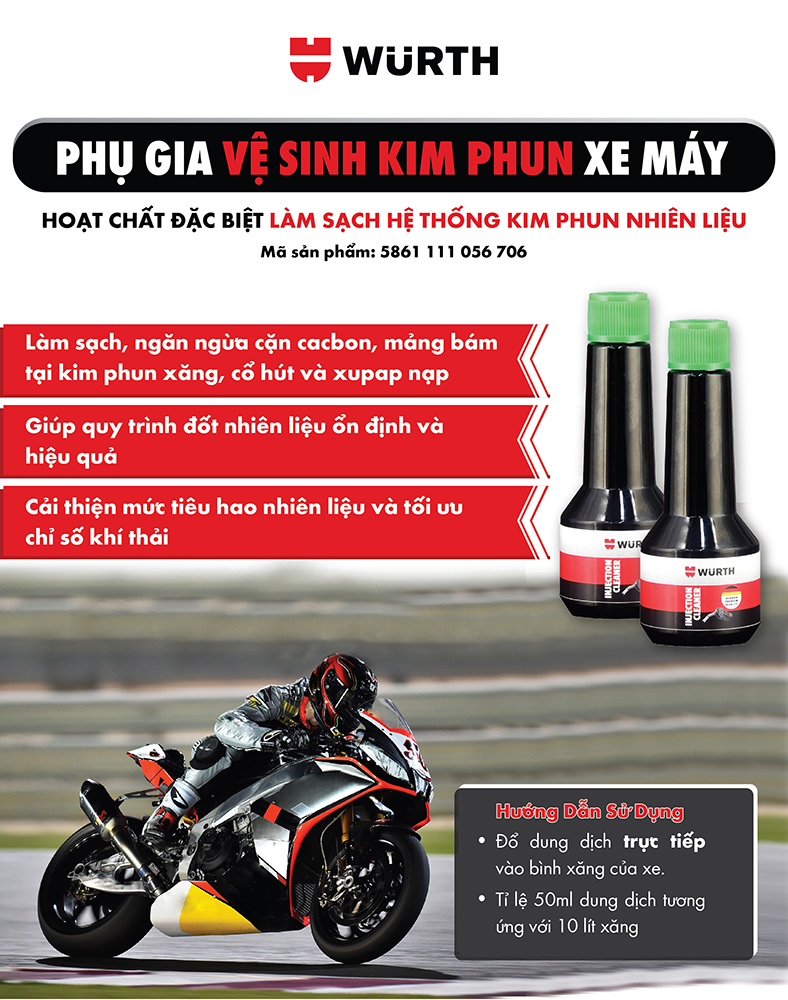 Wurth Phụ Gia Vệ Sinh Kim Phun Xăng Xe Máy 50ml