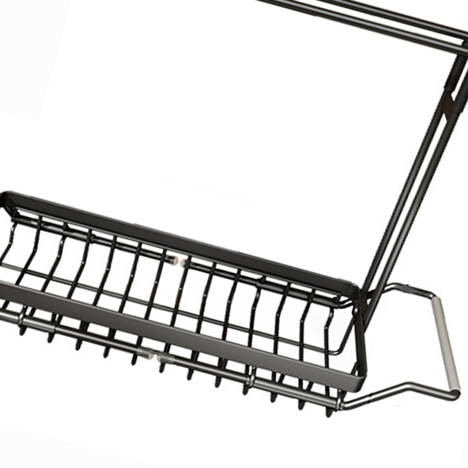 Over the Sink Storage Rack Organzier Adjustable Sponge Holder Drain Basket with Dish Towel Hanger