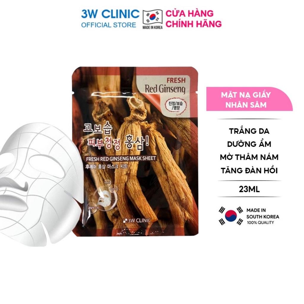 Combo 5 Mặt Nạ 3W Clinic Nhân Sâm Đỏ Fresh Red Ginseng Mask 23ml/Miếng