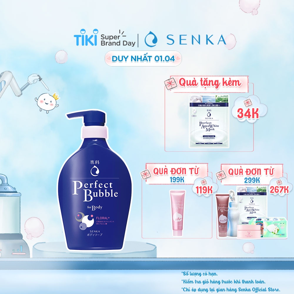 Sữa tắm dưỡng ẩm hương hoa tươi mát Senka Perfect Bubble for Body Floral Plus 500ml