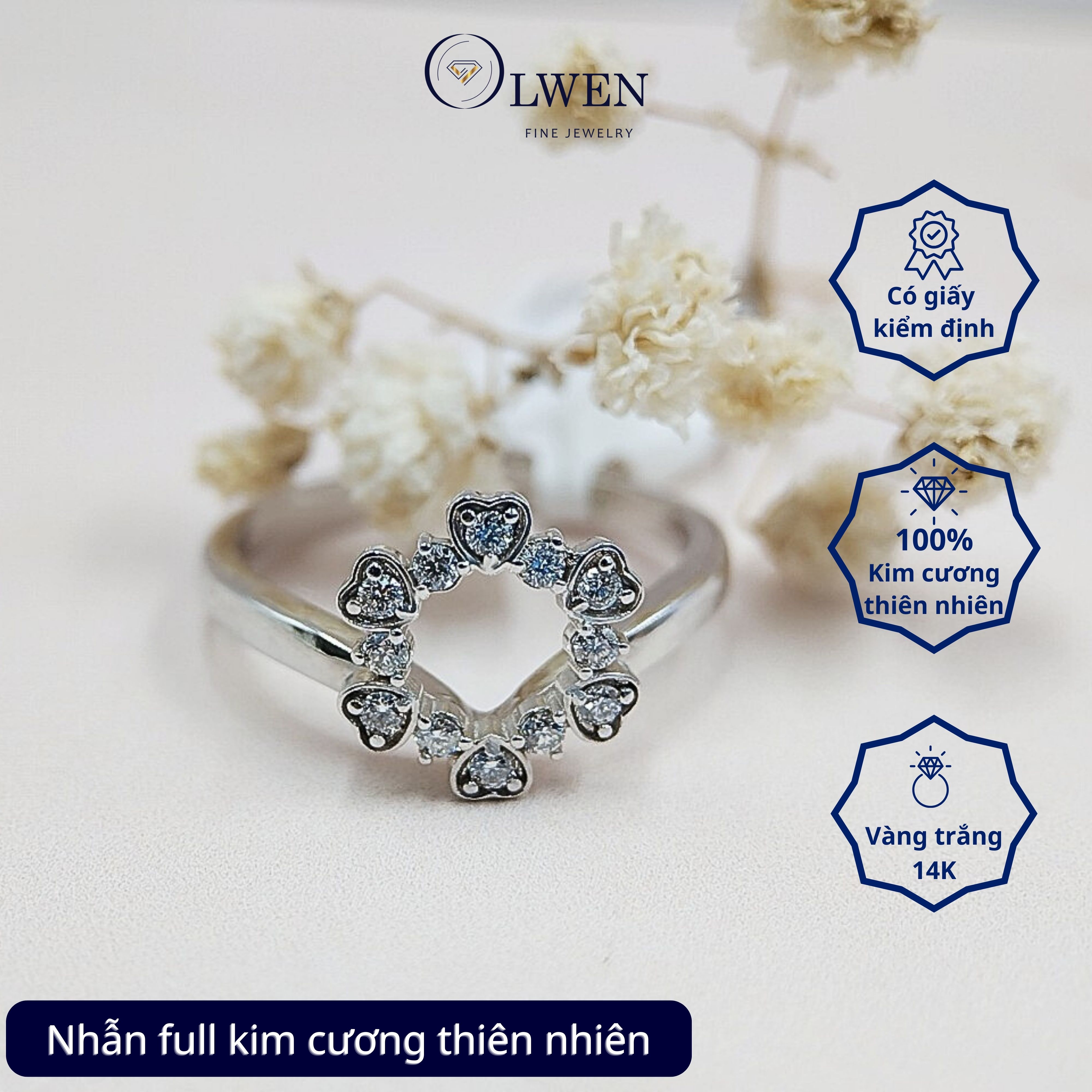 Nhẫn Kim Cương HK 14K HK Olwen HA-R000057