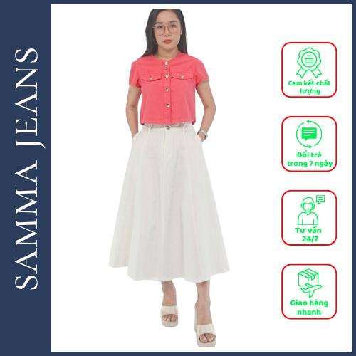 Áo Sơ Mi Denim Nữ SM2, Áo sơ mi nữ jean Cao Cấp Vải Dày Co Giãn - thương hiệu Samma Jeans