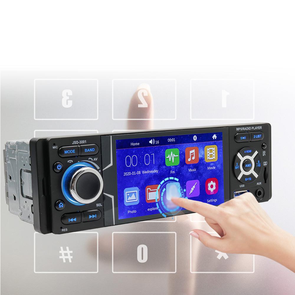 4.1 Inch Single Din Car Stereo BT Touchscreen MP5 Player FM Radio Receiver Support TF/USB/AUX-IN Hands-Free Calling Reverse Picture Steering Wheel Control