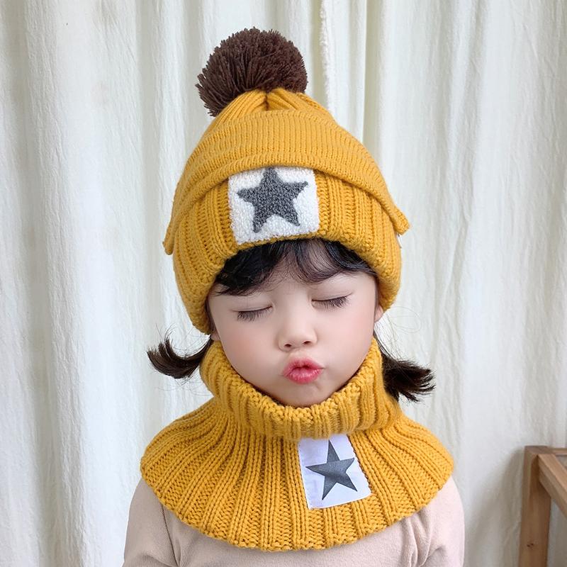 3 Mùa Đông Cho Bé Skullies Bò Mũ Khăn Miệng Mặt Nạ Dệt Kim Trang Trượt Tuyết Ngoài Trời Mũ Pompom Bé Gái Bé Trai Trẻ Em Mặt giữ Ấm Bộ