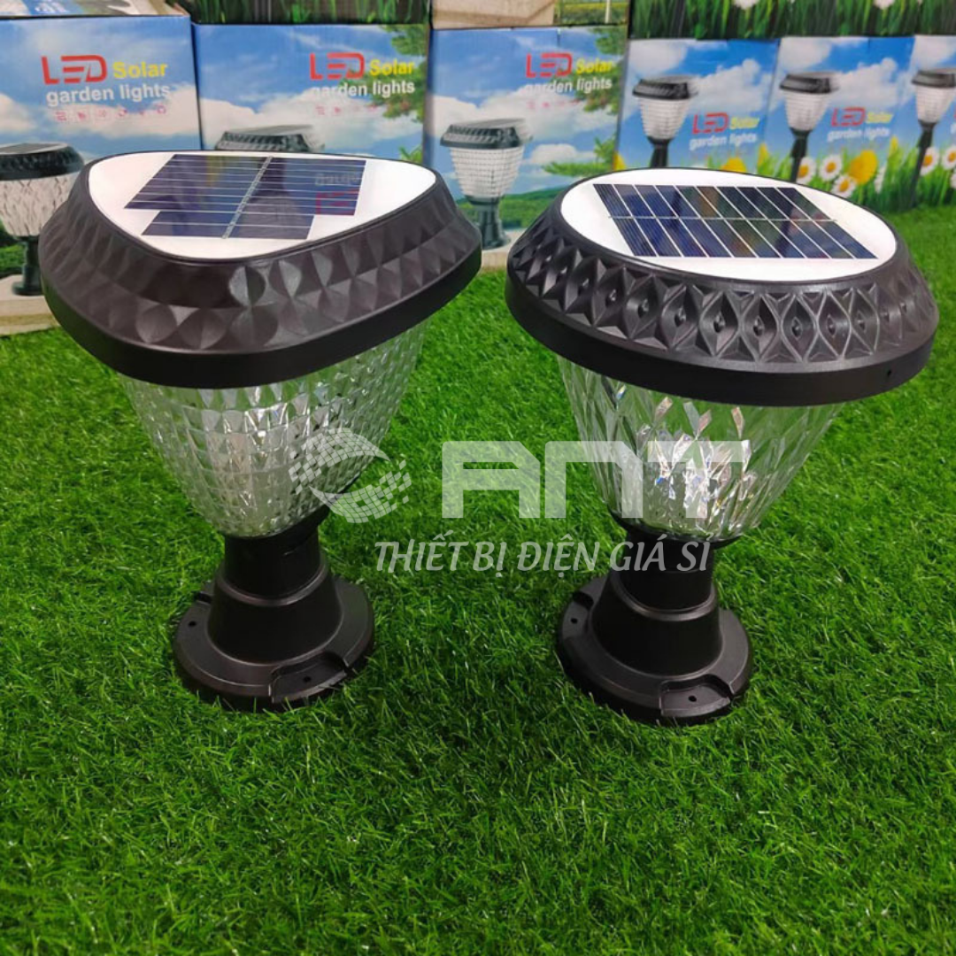 Đèn Led Năng Lượng Mặt Trời Ngoài Trời Đèn Trụ Sân Vườn Chống Nước Đèn Cột Chống Nước IP65 Sạc Năng Lượng Mặt Trời