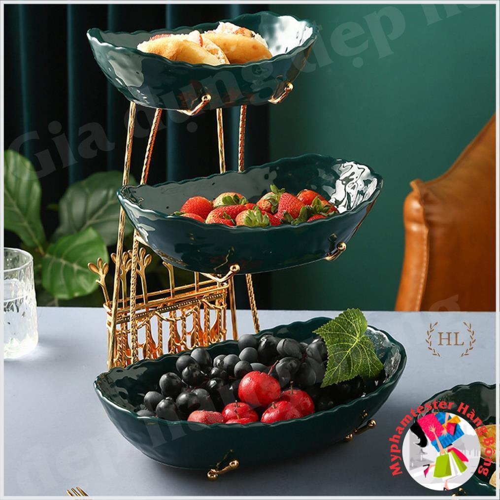 KHAY SỨ ĐỰNG BÁNH KẸO - HOA QUẢ BÀN LỄ TÂN, KỆ BẾP, PHÒNG KHÁCH CAO CẤP VÂN SẦN KHUNG INOX KHÔNG HAN RỈ