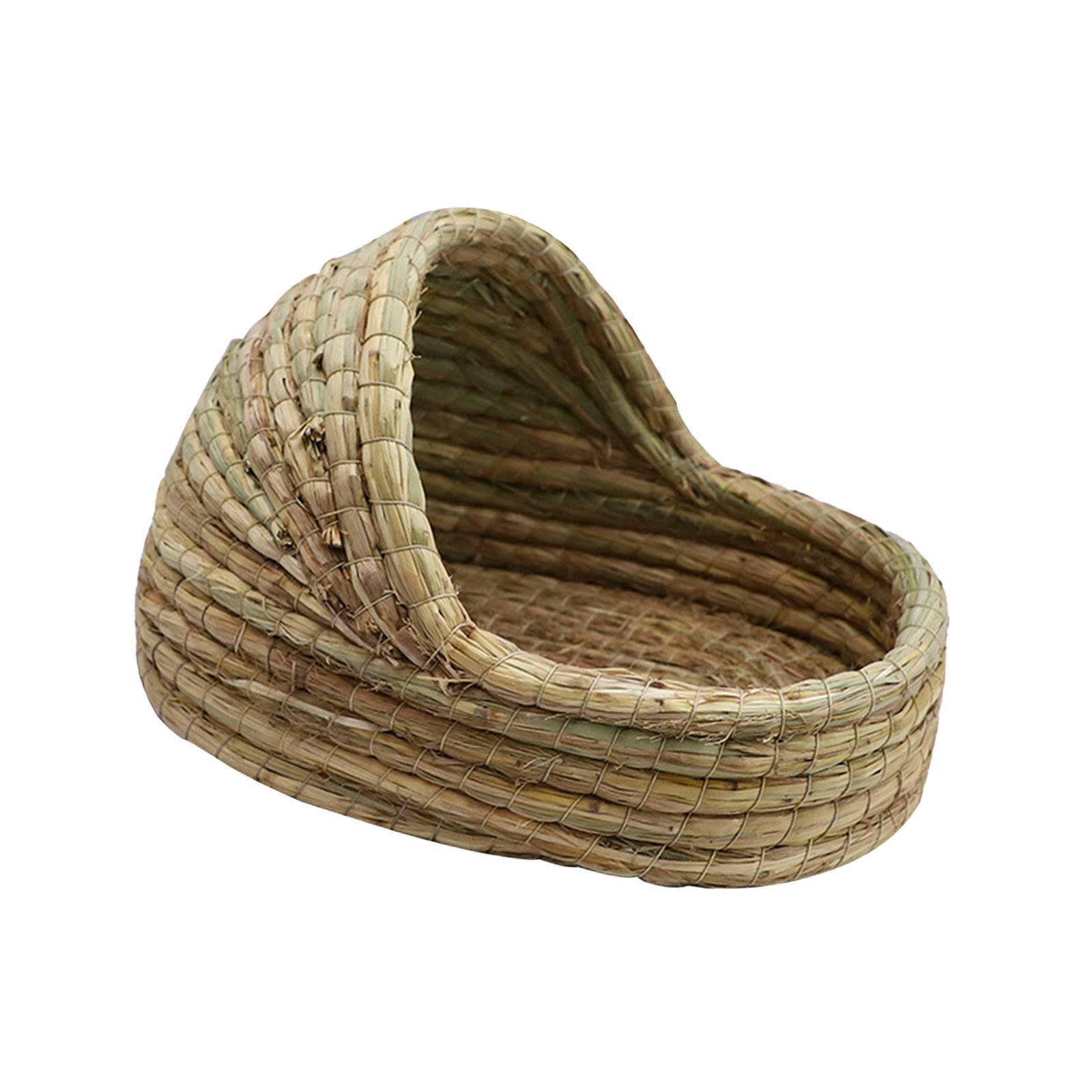 Hand Woven Rabbit Bed Hut Straw Hamster Nest for Bunny Mice
