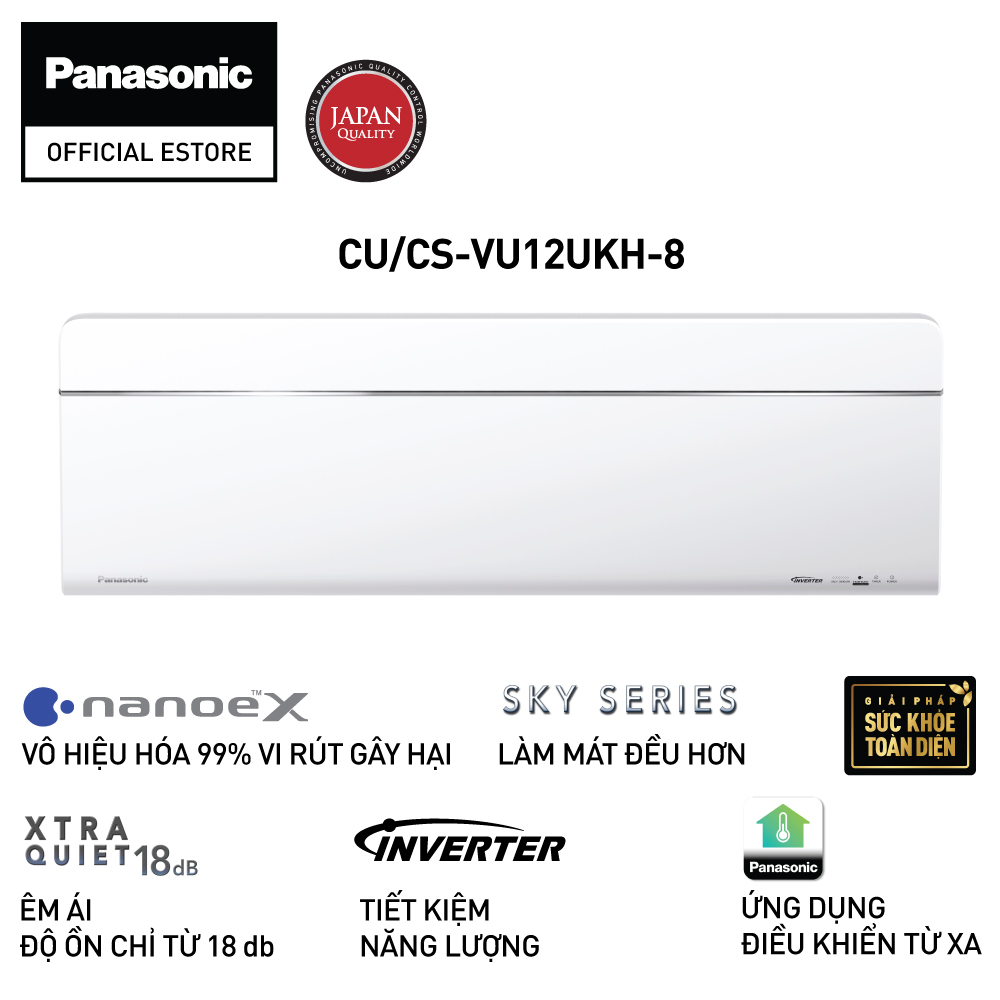 Hình ảnh [CHỈ GIAO TẠI HCM] Máy lạnh Panasonic CU/CS-VU12UKH-8 - Một chiều - Inverter sang trọng Sky series - Hàng chính hãng