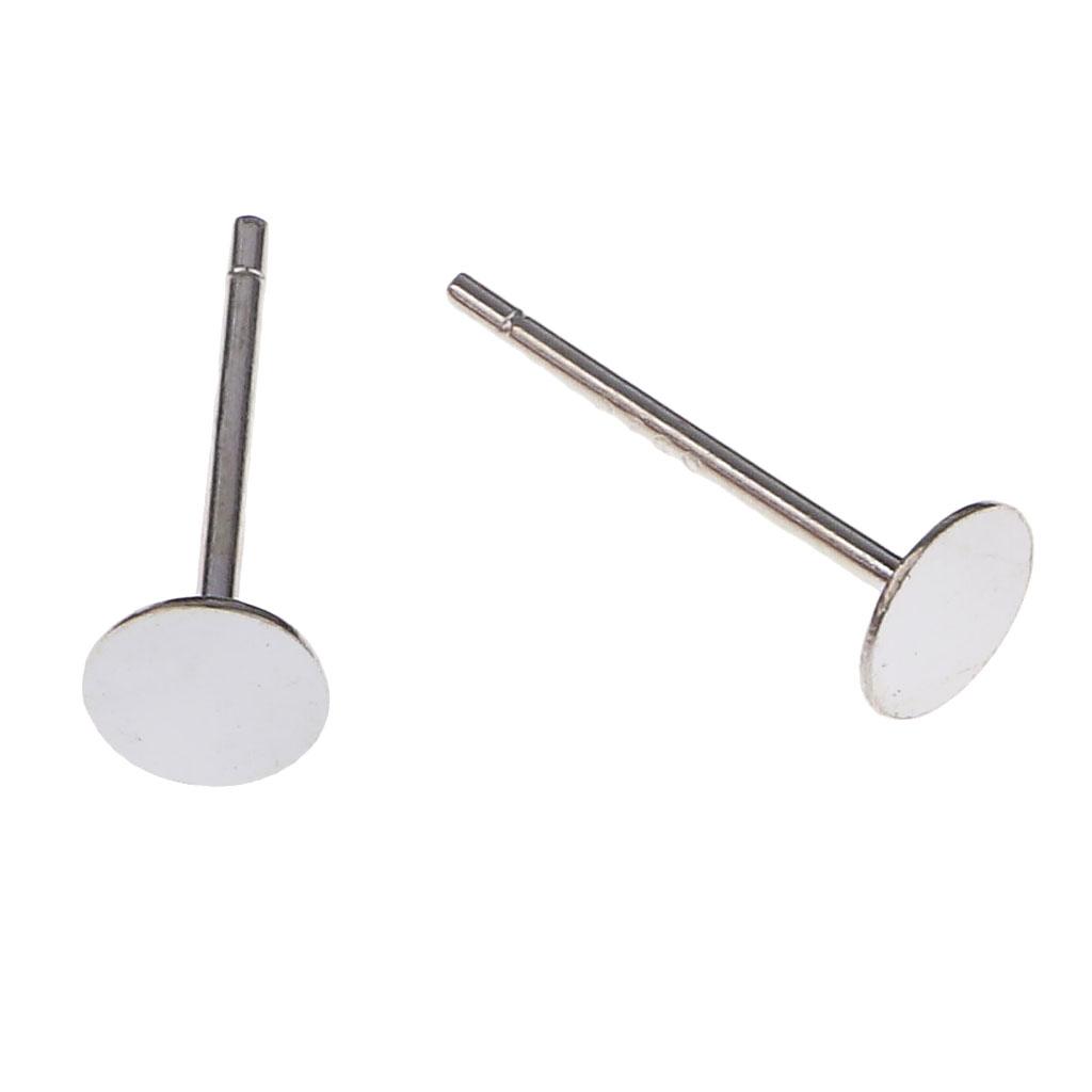 Sliver Earrings Posts Flat Pad Blank Ear Stud Pin for Earring Making Findings 10 mm Pack of 5 Paris