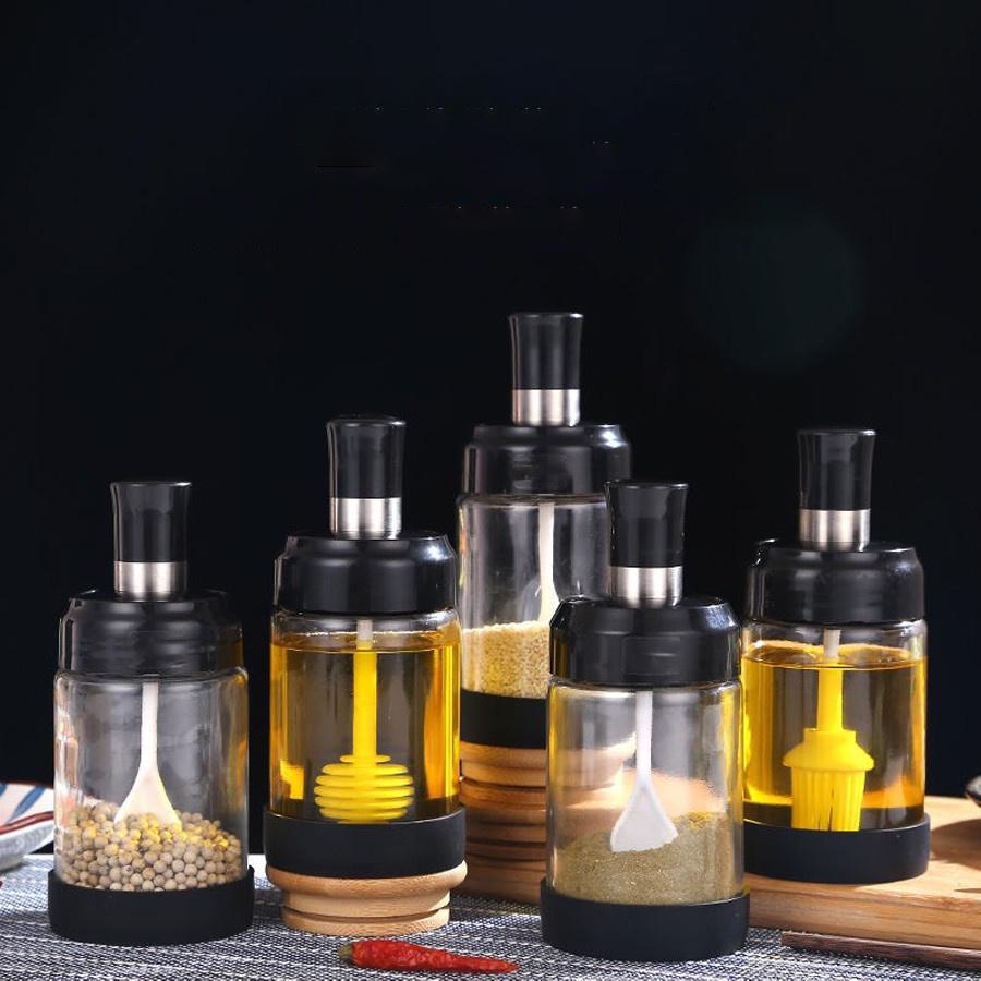 Hũ Đựng Gia Vị Thủy Tinh Kèm Thìa Thông Minh