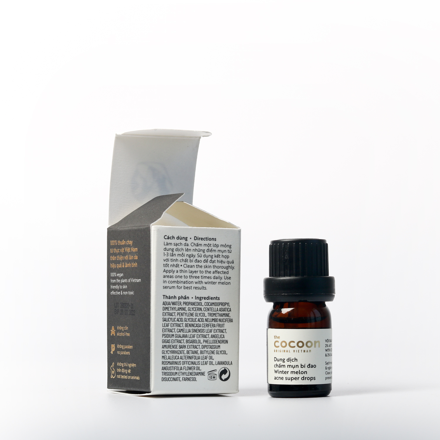 Combo chấm mụn bí đao cocoon 5ml giảm sưng ngừa mụn + son dưỡng môi bến Tre dầu dừa cocoon 5g