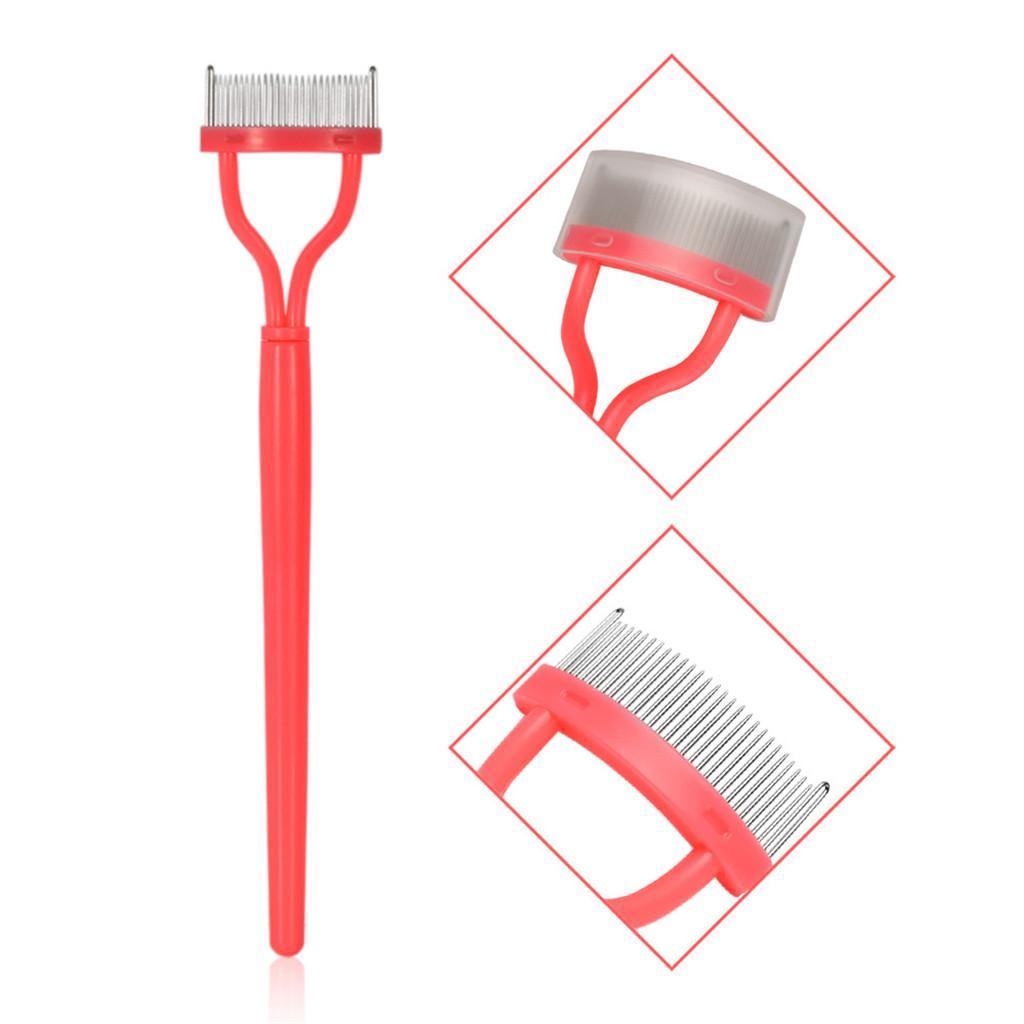 Plastic Handle Eyelash Extension Brush Metal Lash Comb Cosmetic Makeup Tool