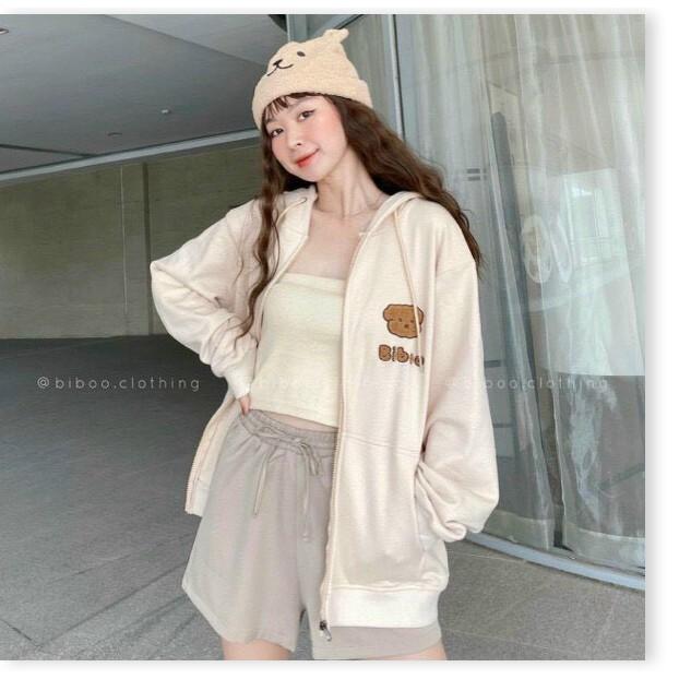 ÁO KHOÁC NỮ CÓ DÂY KÉO FORM RỘNG IN HÌNH HỌA TIẾT XINH XẮN KHÁNH AN FASHION
