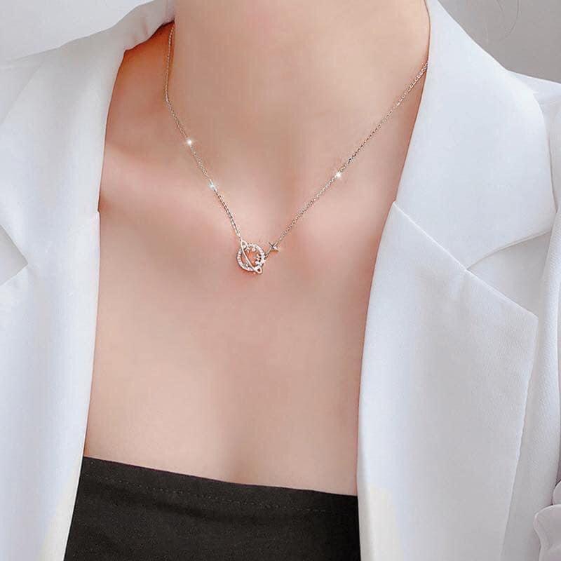 Dây chuyền nữ- Dây chuyền bạc liền mặt phong cách Hàn Quốc siêu xinh BẠC CHUẨN