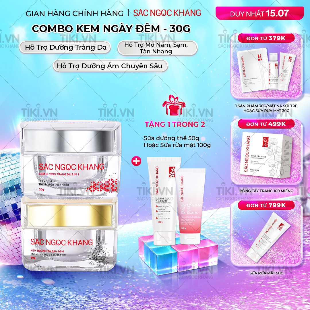 Bộ kem dưỡng ngày và đêm Kem ban ngày 5 trong 1 30ml  Kem ban đêm 30g giúp dưỡng ẩm, nâng tông, sáng da, làm mờ vết thâm, sạm, nám