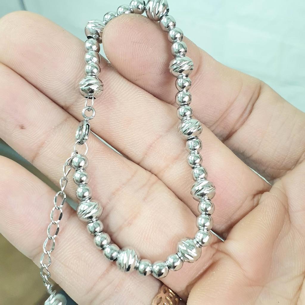 Lắc Tay Bi Titanium Dùng Vĩnh Viễn- Màu sáng đẹp như vàng trắng tắm rửa thoải mái