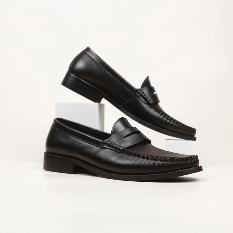 Giày Lười Nam DECEMBER Penny Loafer Black White - LF01