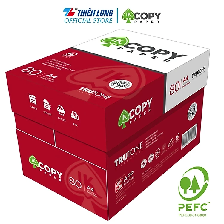 Combo 5 Ream giấy A4 80 gsm IK Copy (500 tờ) - Hàng nhập khẩu Indonesia Hàng nguyên thùng chất lượng cao