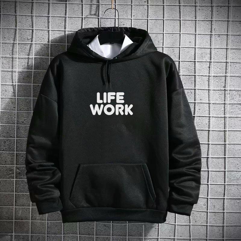 XẢ KHO Áo Hoodie Nỉ LIFE WORK Form Unisex Nam Nữ, áo hodie nỉ dày dặn, không xù