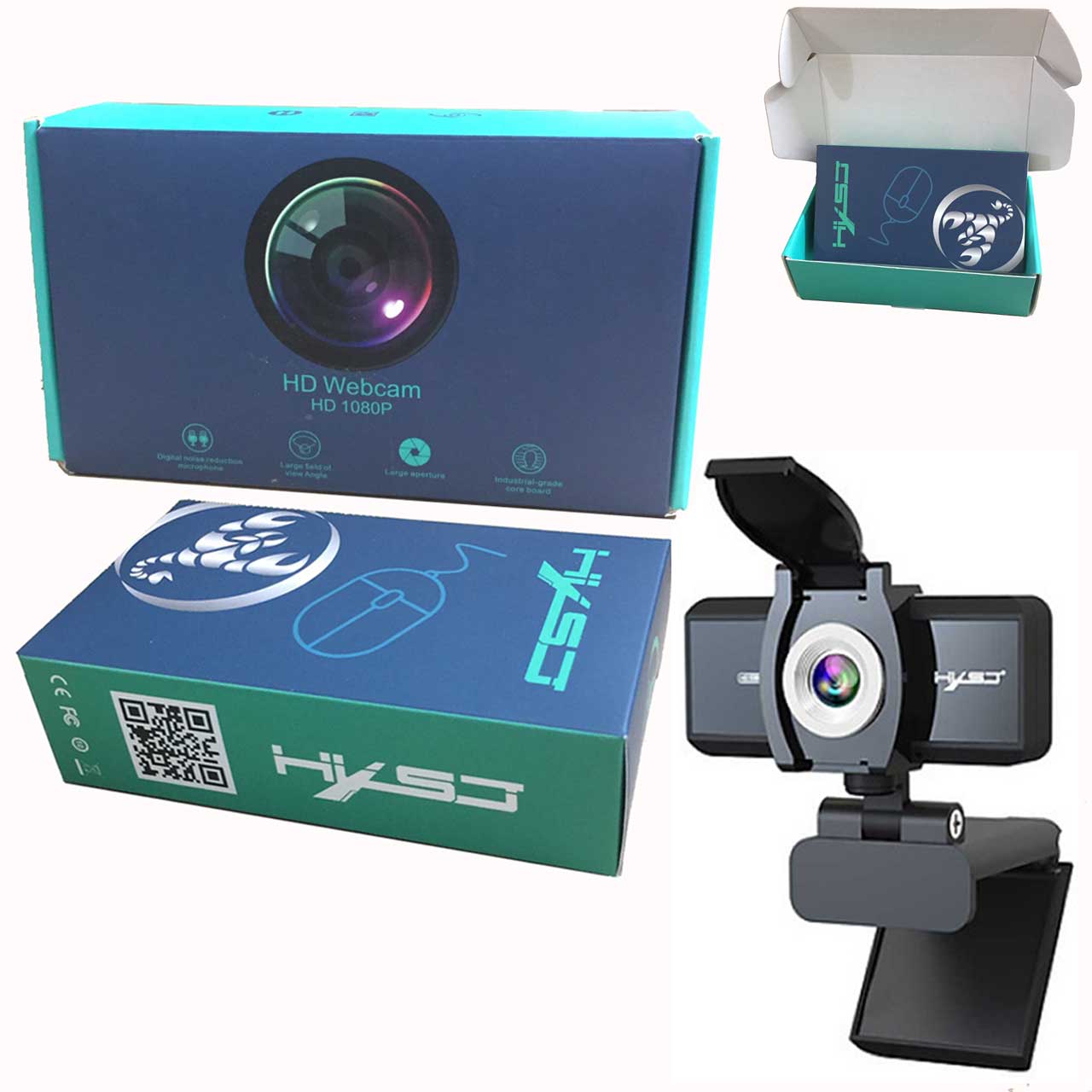 Webcam HXSJ S4 HD 1080P USB3.0 2.0 Có Thể Điều Chỉnh 360° Kèm Mic Cho Cuộc Gọi Video - Hàng Chính Hãng