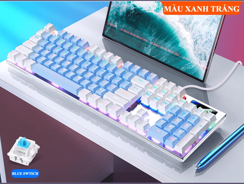 Bàn phím cơ gaming blue swtich ZK3 full size 104 phím với đèn led RGB nhiều màu sắc rực rỡ - JL