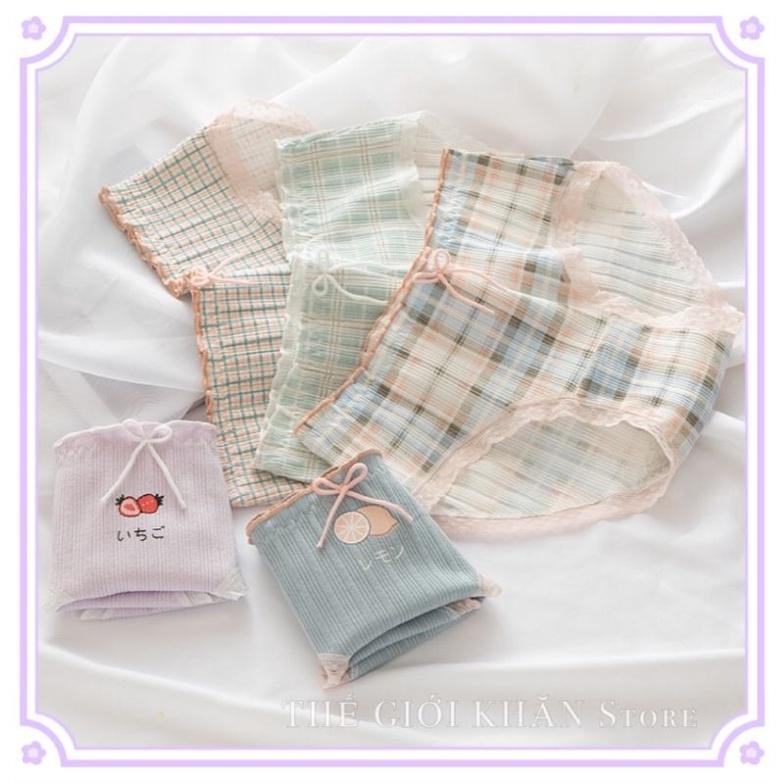 Quần Lót Nữ Cotton Quần lót nữ siêu thoáng hoạ tiết kẻ caro đơn giản siêu xinh QL04