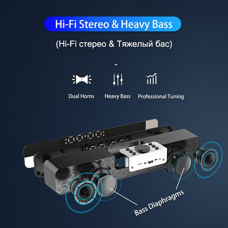 TV LED Sound Bar Đồng hồ báo thức AUX USB Loa Bluetooth không dây có dây Rạp hát tại nhà SoundBar cho PC TV Loa máy tính Color: G12 White Upgrade