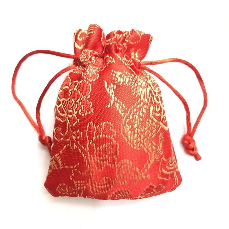 100 Túi Vải Gấm Rồng Phụng Phong Thuỷ Màu Đỏ Và Vàng Kích Thước 7x9cm
