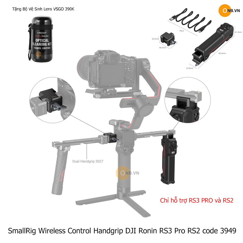 SmallRig Wireless Control Handgrip DJI Ronin RS3 RS2 code 3949