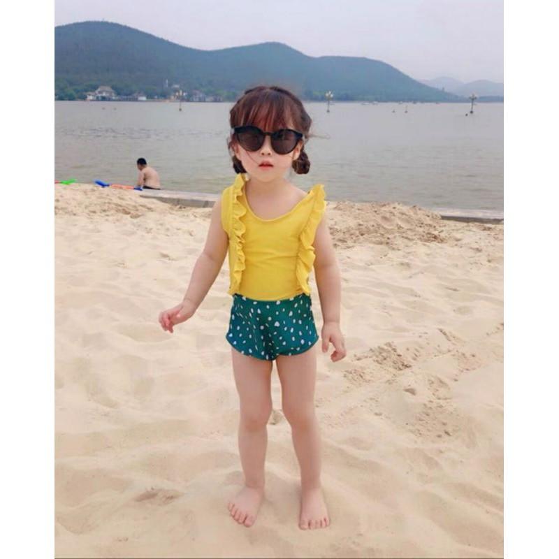 bikini 1 mảnh bé gái bèo nhún phối màu/ bikini liền thân bé gái