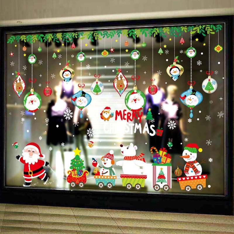 Combo Decal trang trí Noel - Noel ké xe phối Rèm châu ngộ nghĩnh