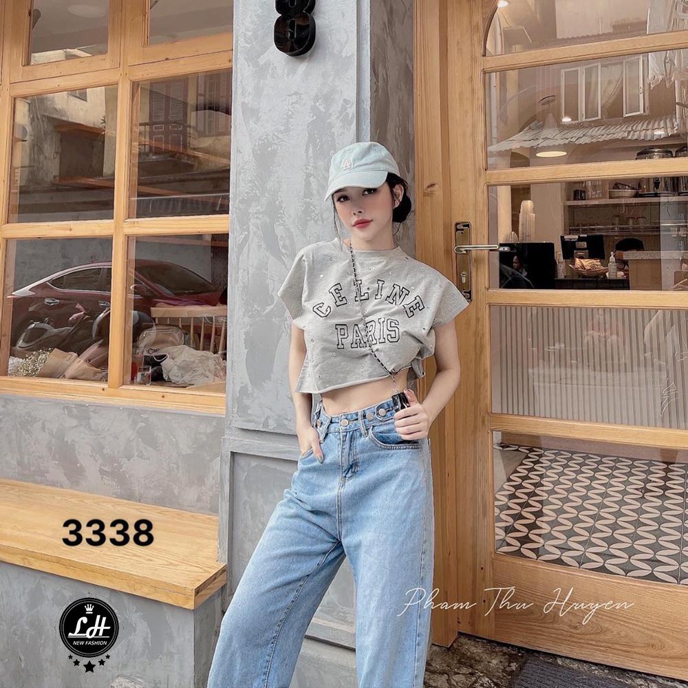 Quần suông ống rộng, quần baggy jean nữ Lê Huy Fashion màu xanh nhạt cạp điều chỉnh nút gài eo Ulzzang MS 3339