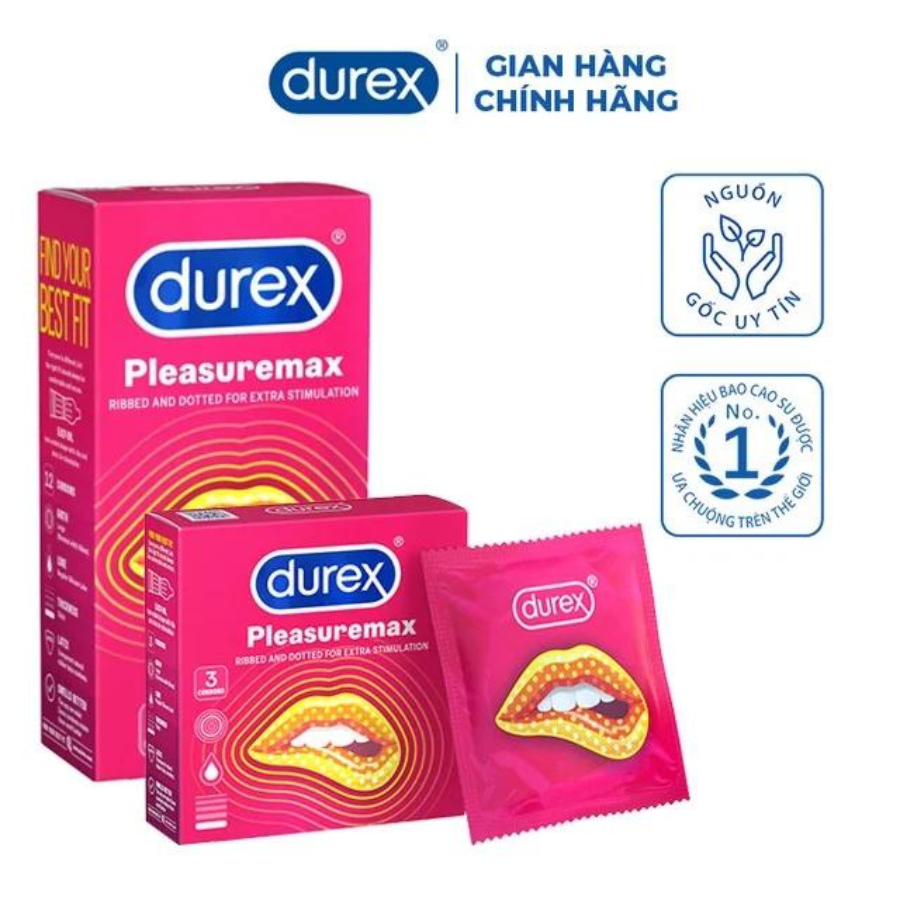 Bao cao su tăng hưng phấn Durex Pleasuremax Hộp 12s + Hộp 3s