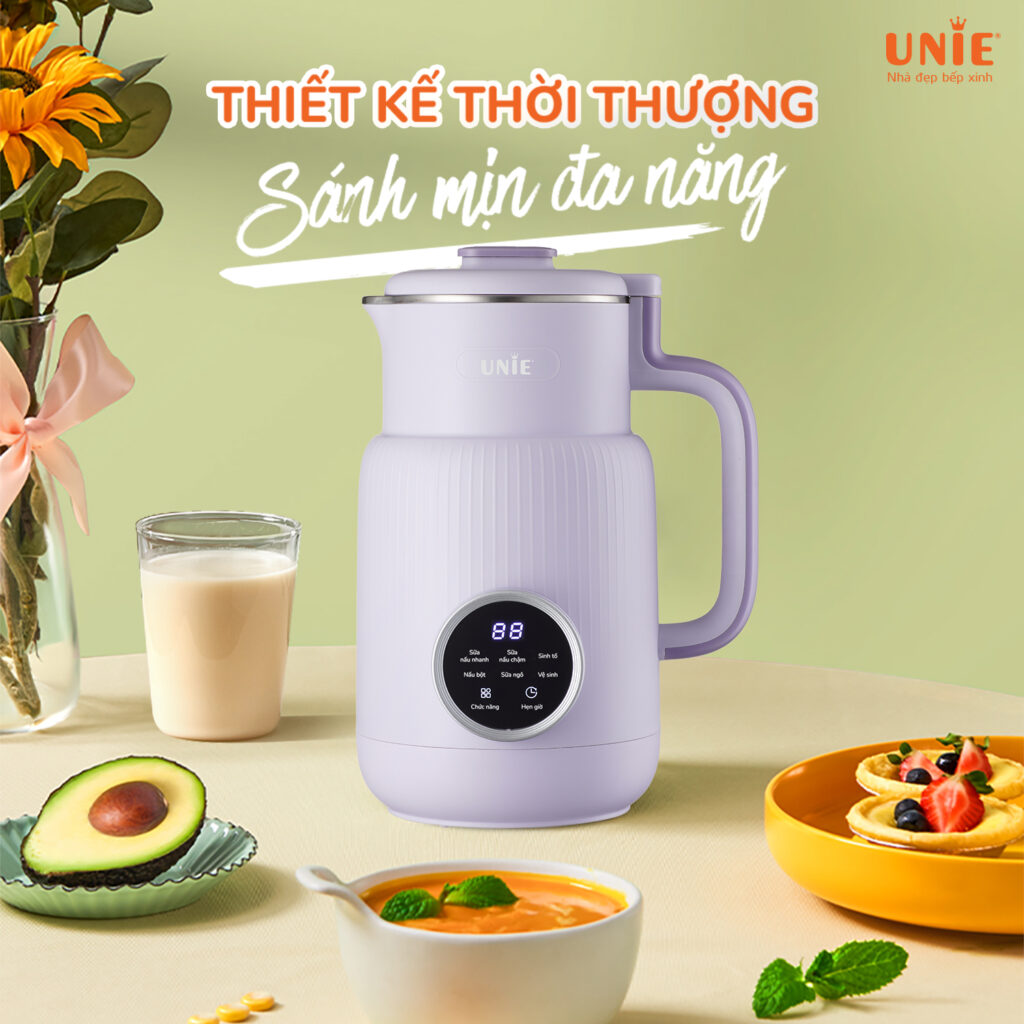 Máy làm sữa hạt Unie chính hãng UMB08, công suất 600W, máy sữa hạt dung tích 600ml, 5 chức năng xay nấu tiện lợi, xay nhuyễn mịn mọi thực phẩm, vệ sinh dễ dàng, chất liệu an toàn sức khỏe